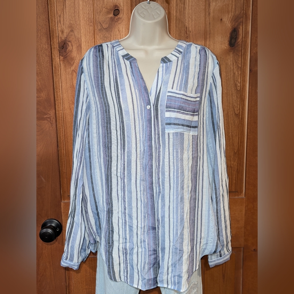 Zac & Rachel Blue and White Striped Top